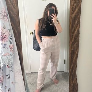 NWOT TOPSHOP Pink Plaid High Waisted Trousers
